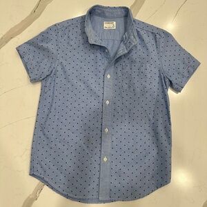 J.crew Crewcuts Boys' button-up short sleeves shirt size 12 blue polkadot